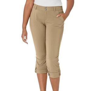 COLUMBIA Roll Up Tab Bottom Taupe Hiking Trail Stretch Pants NWOT ~ Women's 6